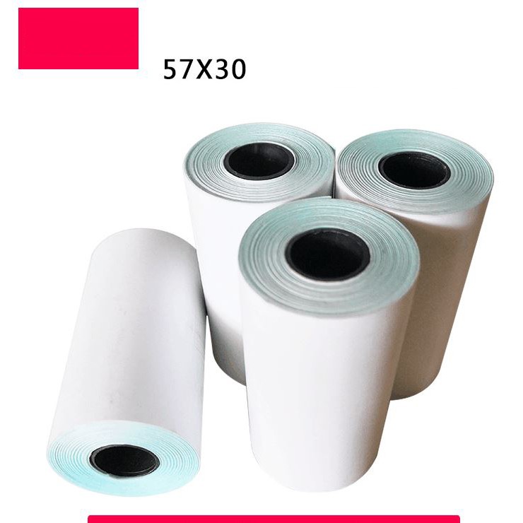 6 cuộn Giấy in dán k57 cho máy in nhiệt mini cầm tay 57x25