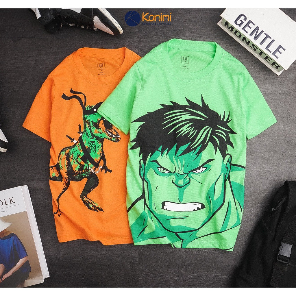 Áo thun cộc tay bé trai Gap kids chất cotton mềm thoáng mát size đại 20-65kg