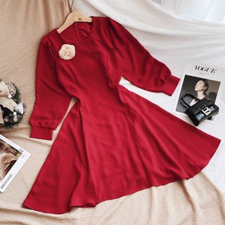̉̉̉[DIVA] ĐẦM CỔ TRÒN TÀ LỆCH KÈM TAG HOA