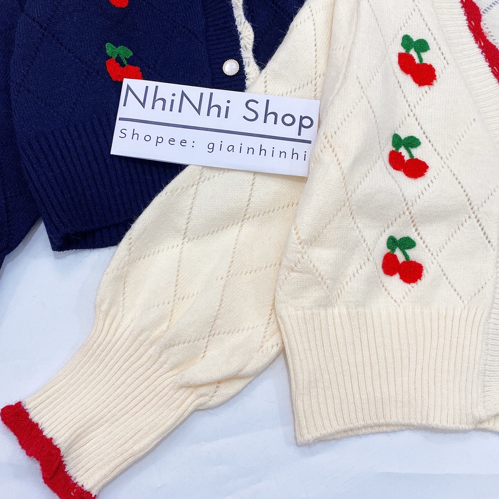 Áo khoác len cadigan thêu cherry phong cách hàn quốc AL1905 - NhiNhi Shop