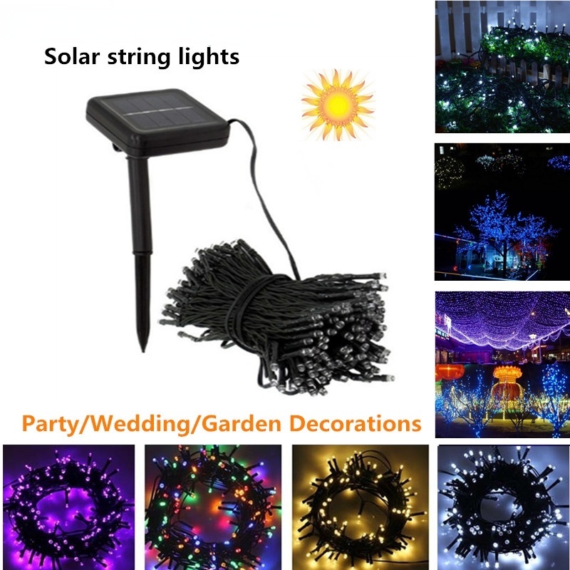 Bộ 100/200 Đèn LED Chạy Bằng Năng Lượng Mặt Trời Chống Nước Trang Trí Sân Vườn