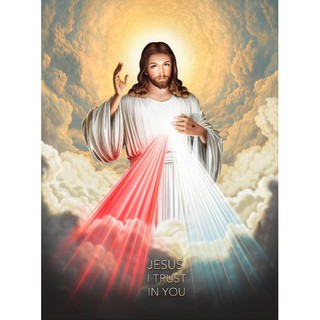 Tranh dán tường 3D Chúa jesu - vải lụa phủ kim sa (Kích thước theo yêu cầu)