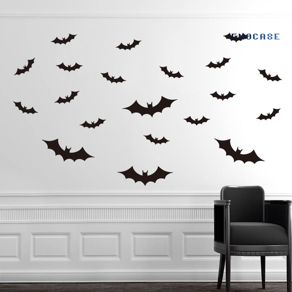 20 Decal dán tường Chống Thấm Nước Hình Dơi Trang Trí Halloween