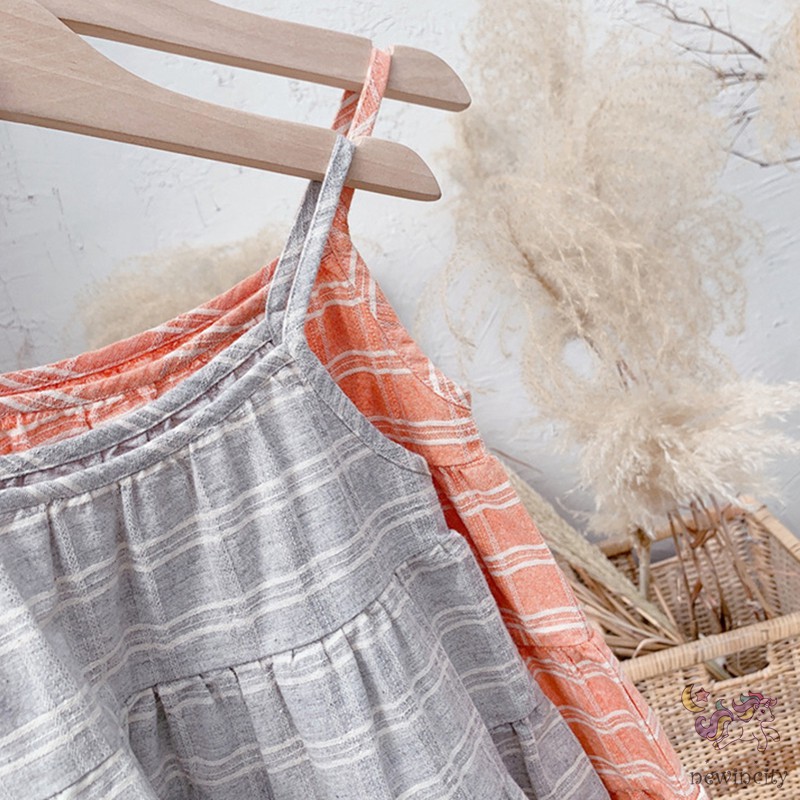 Đầm dây họa tiết sọc phong cách Hàn Quốc cho bé gái xinh xắn