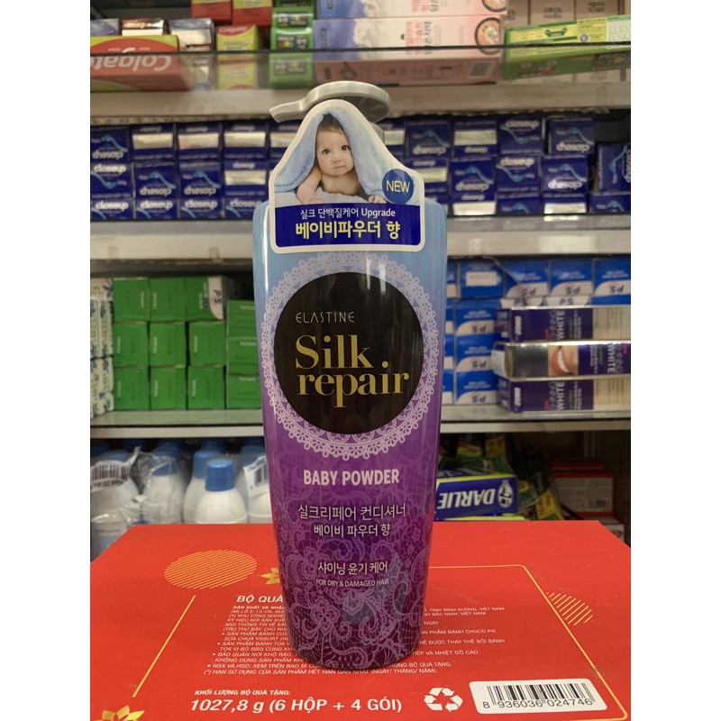 Bộ Đôi Gội + Xả Chăm Sóc Tóc Và Nuôi Dưỡng tóc Elastine Silk Repair 550ml/1chai