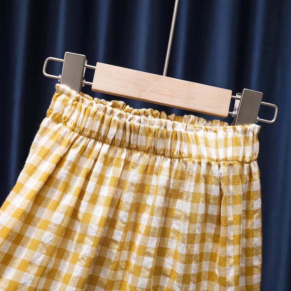 Set Áo Váy Kẻ Sọc Caro Dễ Thương Phong Cách Hàn Quốc Thời Trang Mùa Hè Cho Bé Gái