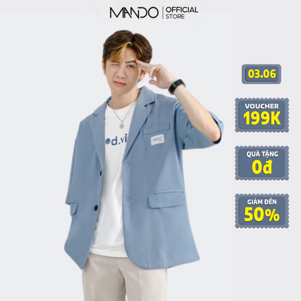 (Sỉ) Áo Blazer Nam Tay Lỡ MANDO 2 Màu Xanh Đen Form Rộng Kiểu Dáng Thời Trang Hàn Quốc Basic AVH011 (ảnh thật)