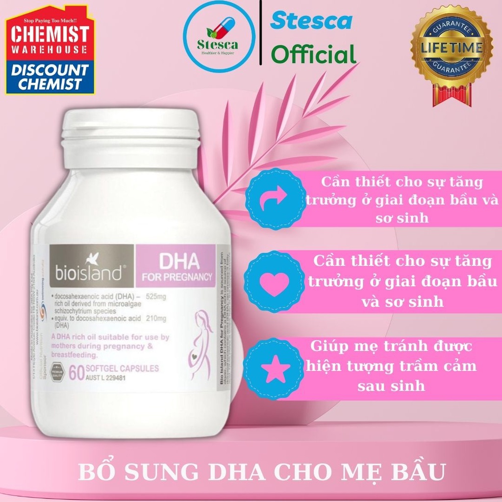 DHA Bầu Bioisland 60 viên cho phụ nữ chuẩn bị mang thai, mẹ bầu và sau sinh