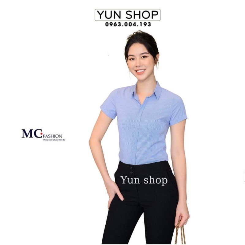 Áo Sơ Mi Cộc Ngắn Tay, Áo Sơ Mi Nữ Công Sở Thời Trang Hoạ Tiết Kẻ Tăm Chuẩn Phom, Ôm Dáng, Đủ Size S M L XL , Mã A681
