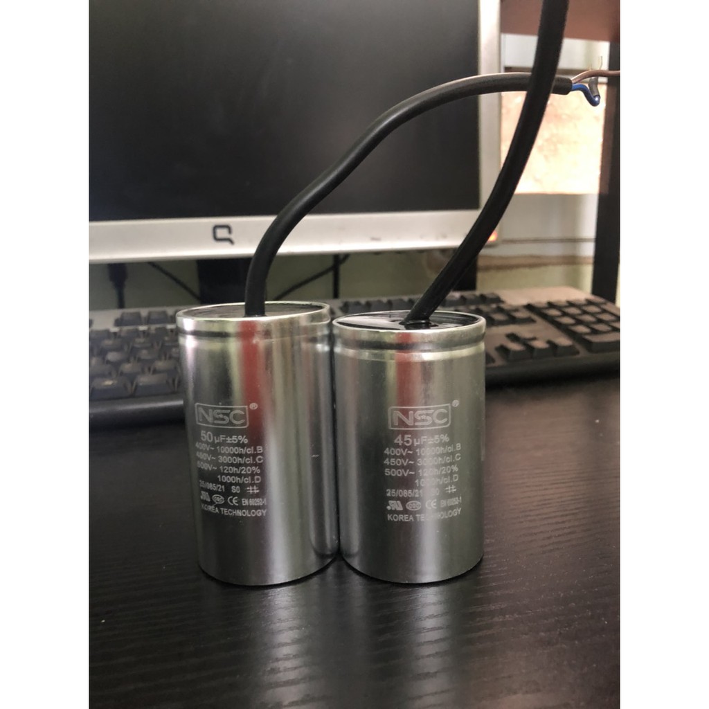 Tụ nhôm dây NSC 2uF đến  50uF- BH 12 tháng