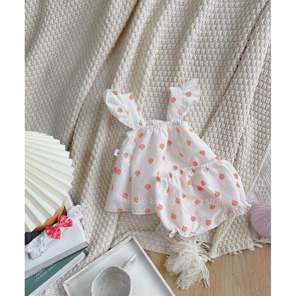 Đồ bộ bé gái - Bộ cánh tiên vải đũi xốp họa tiết siêu xinh cho bé gái 1-5 Tuổi DOBO007