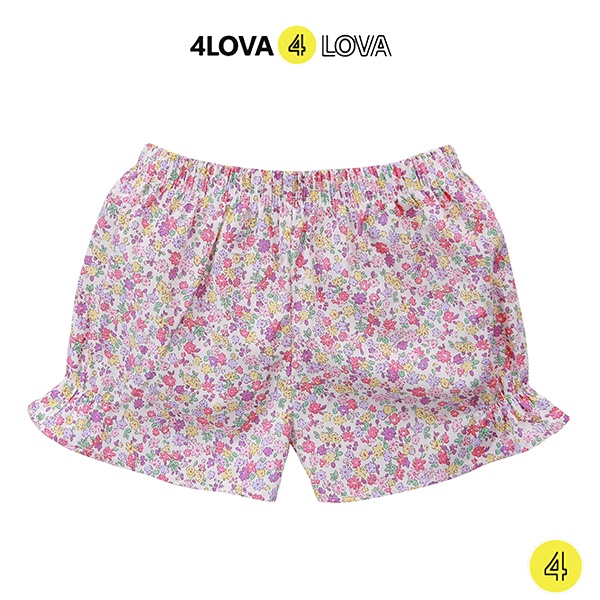 Quần short đùi bé gái 4lOVA thô cotton thoáng mát mặc nhà đi chơi dáng lửng hoạ tiết hoa nhí xinh xắn