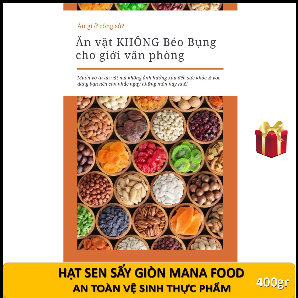 Hạt Sen Sấy Khô Giòn Ăn Liền Không Đường Loại Ngon Mana Food Hủ Pet 400gr - Ăn Vặt ManaFood Chuẩn ATVSTP Chất Lượng