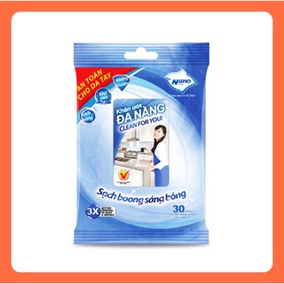 Khăn ướt, khăn lau đồ dùng đa năng nano 30 tờ