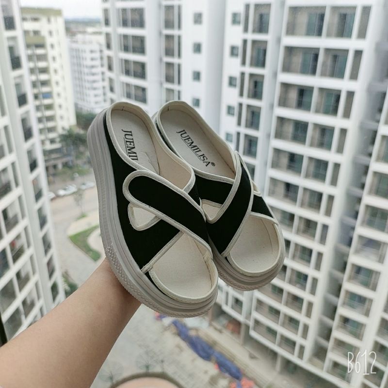 DÉP NỮ VẢI QUAI CHÉO SIÊU XINH- 2 MÀU ĐEN VÀ CARO