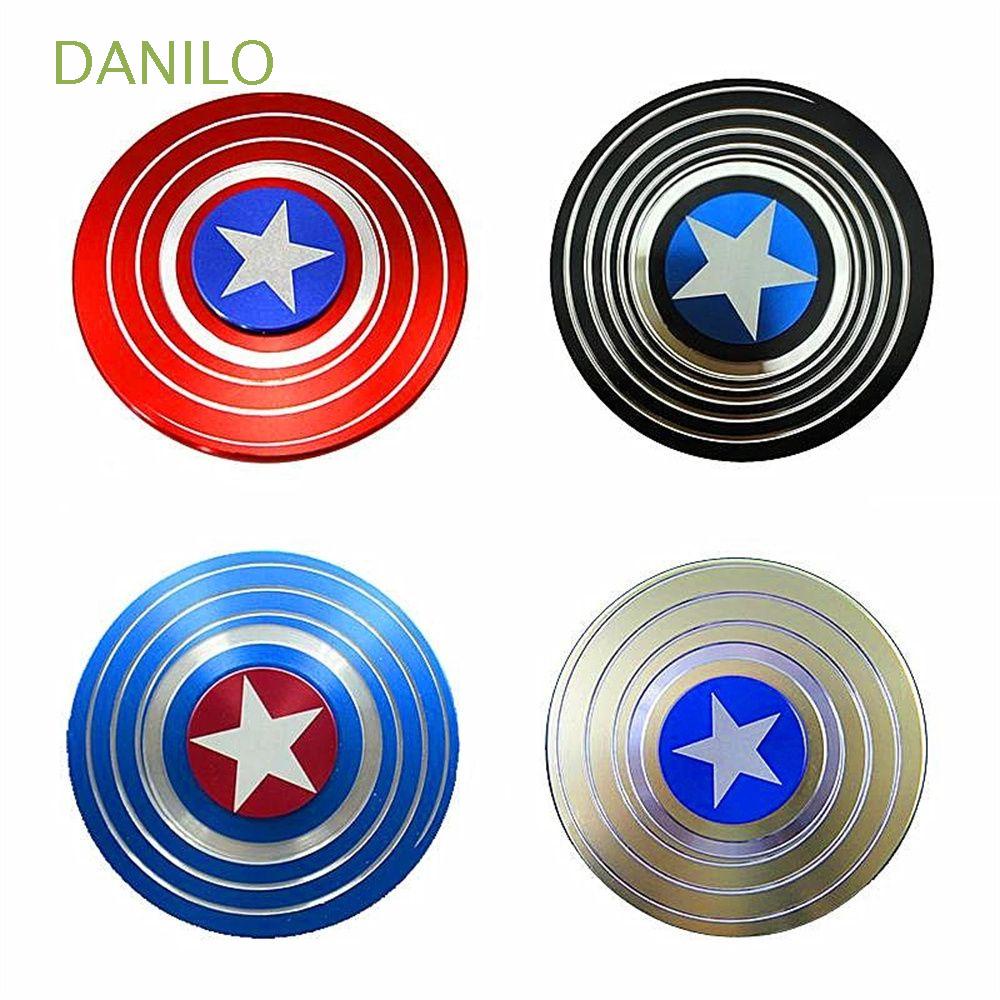 Con quay Fidget Spinner hình tròn bằng kim loại họa tiết Captain America cổ điển giảm căng thẳng