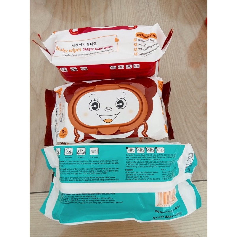 Khăn ướt Baby Wipes mẫu nắp Gấu gói lớn 125gr chính hãng hàng công ty an toàn cho da bé