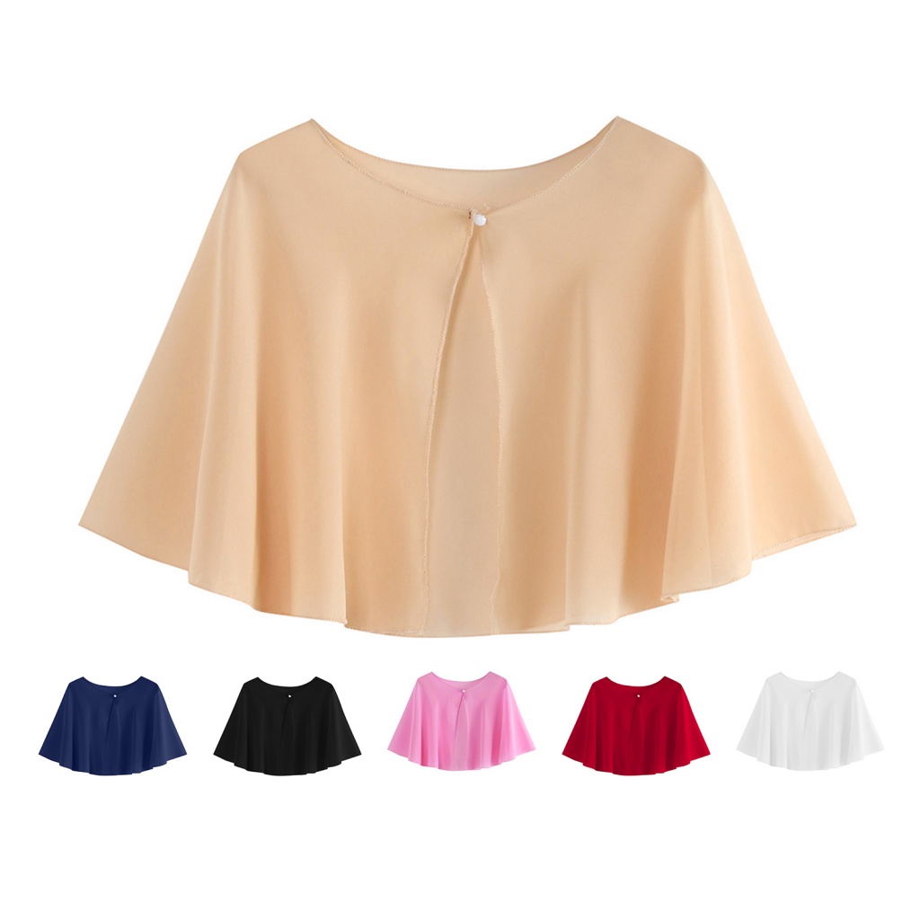 Chăm Sóc Da Mặt| Khăn Choàng Chiffon Cài Nút Trước Thoáng Khí Thời Trang Cho Cô Dâu