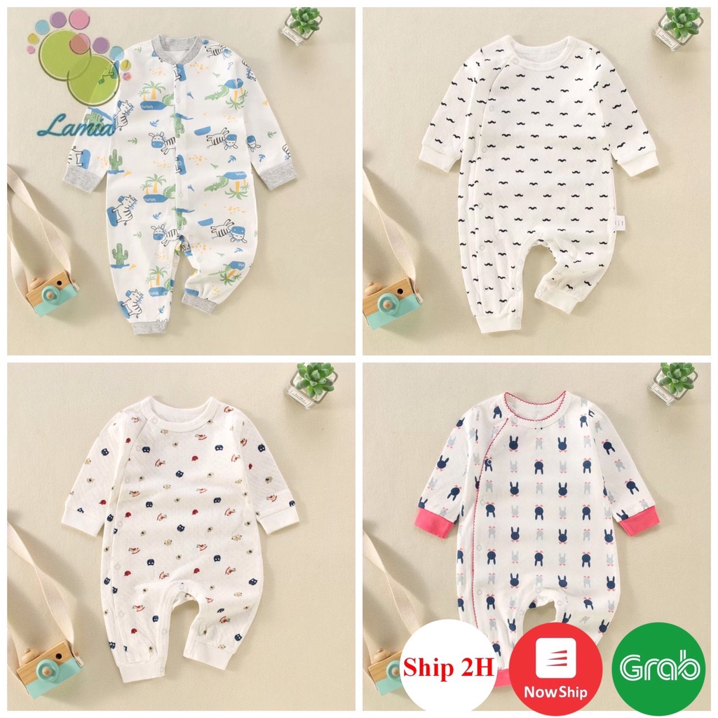 Sleepsuit cho bé bộ body dài tay liền thân cho bé trai gái sơ sinh Mẫu Mới hàng đẹp họa tiết cực yêu từ 3-12kg