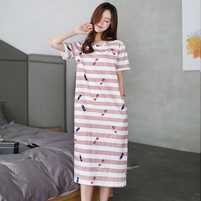 áo nữ đồ bộ pyjama Đồ mặc nhà Pyjamas pijama Áo Đầm Ngủ Ngắn Tay In Hình Xinh Xắn Big Size Kiểu Hàn Quốc Cho Nữ đồ ngủ nữ tiểu thư dễ thương lụa sexy cute bigsize dài tay hai 2 dây