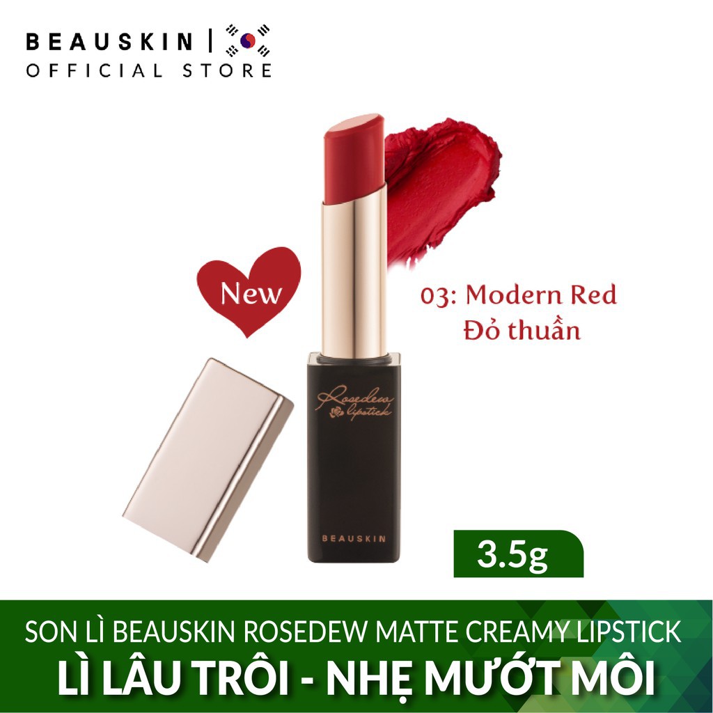 Son lì Màu đỏ thuần Beauskin Rosedew Matte Creamy Lipstick 03 3.5g