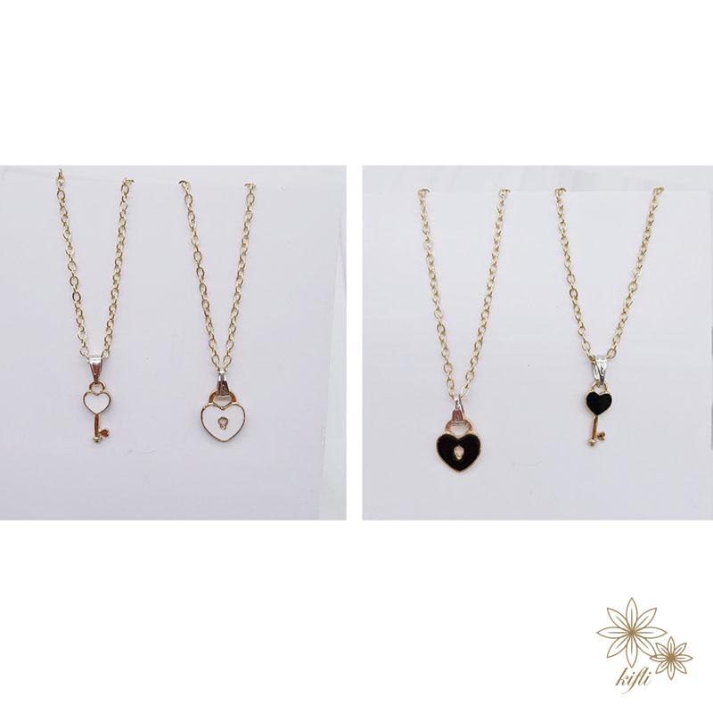 Vòng cổ Cặp Mặt Hình Chìa Khóa Tình Yêu Màu Vàng Cổ Điển Cho Cặp Đôi Nam Nữ