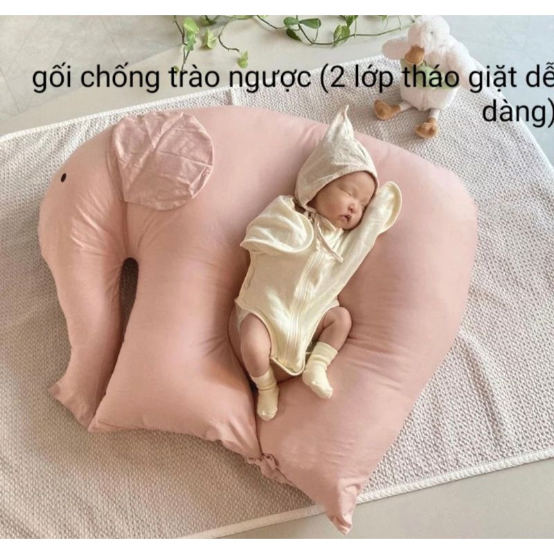 GỐI CHỐNG TRÀO NGƯỢC (gối ợ hơi cho bé) HÌNH VOI XINH YÊU CHO BÉ