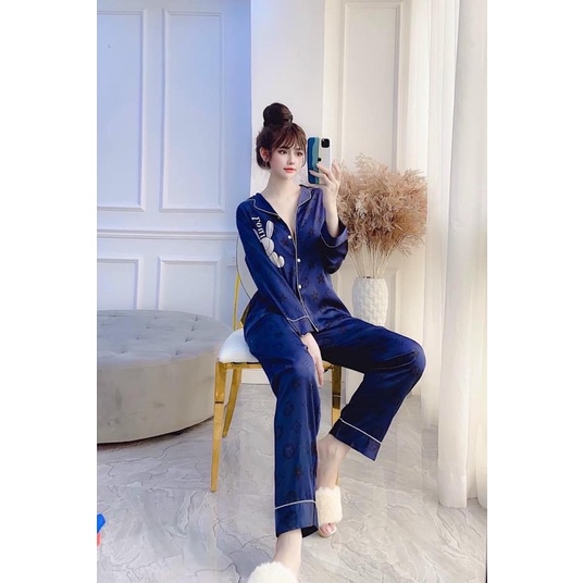 BD05 - Bộ ngủ lụa xanh LV - MinMin’s Shop