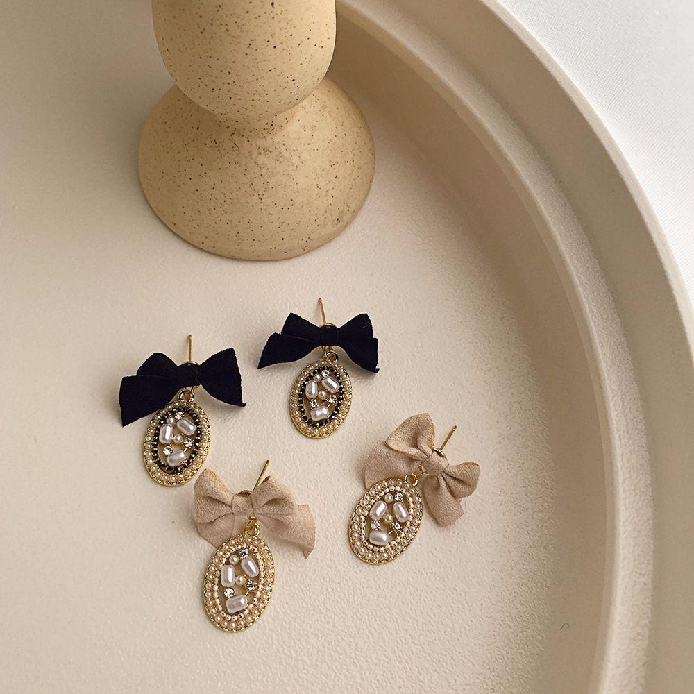 Khuyên Tai Dáng Dài Đính Nơ Vải Baroque Thanh Lịch Bằng Hợp Kim Cho Nữ