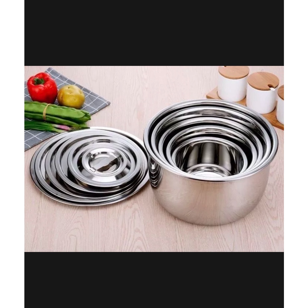 Bộ 5 Thố Inox Stock Pot Không Quai Có Nắp Đậy Đủ Kích Thước Cao Cấp