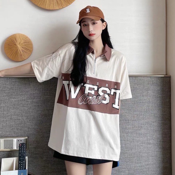Áo thun polo WEST COAST tay lỡ form rộng unisex ZOZO