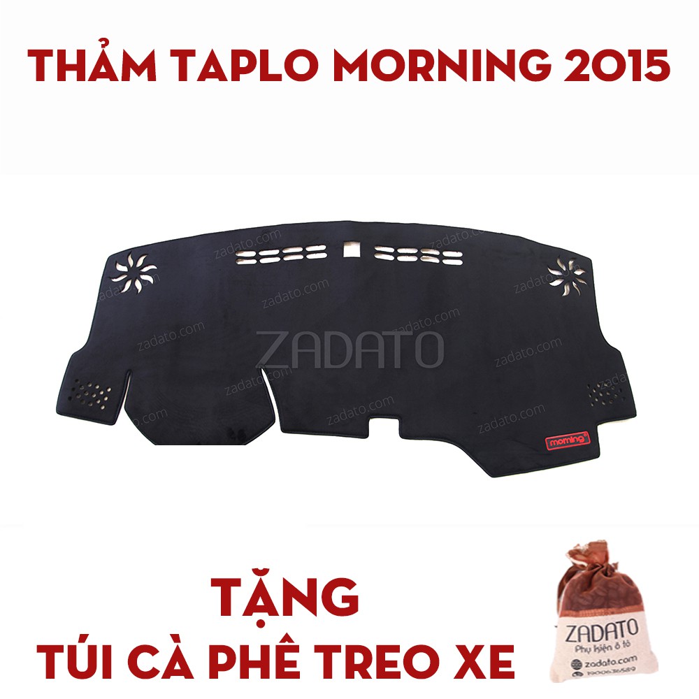 Thảm Taplo Kia Morning - Thảm Chống Nóng Taplo Lông Cừu - TẶNG: Túi Cafe Treo Xe