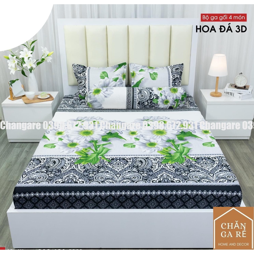 Bộ ga gối m6/m8/2m2 cottong poly drap giường ga trải giường+2 vỏ gối đầu đủ kích mẫu mã đa dạng