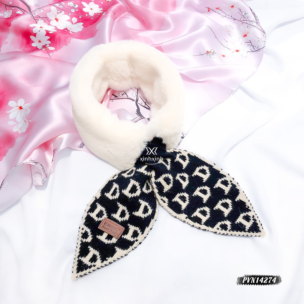 Khăn quàng cổ lông len họa tiết chữ D sành điệu cho bạn gái - Xinh Xinh Accessories