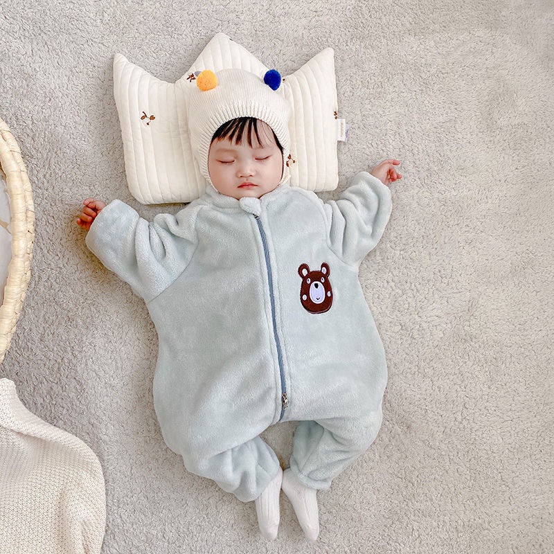 0-3 Year Newborn Baby Pajamas One-piece Spring and Autumn Coral Fleece Children Romper