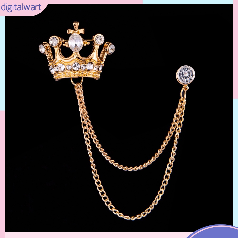 Ghim Cài Áo Hình Vương Miện Phối Dây Xích Tua Rua Phong Cách Cổ Điển Thời Trang Cho Nam Và Nữ