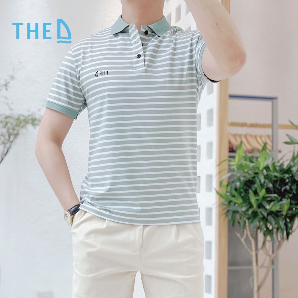 Áo Polo Nam Cotton The D Kẻ Sọc Dáng Regular Fit, Chất Liệu Cotton Mềm Mịn, Thoáng Mát, Thấm Hút Tốt AP 5510