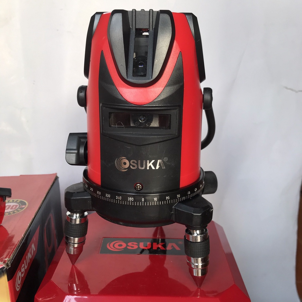 Máy cân mực laser, laze cân bằng 5 tia đỏ pin to loại 1 Số lượng tia: 1 tia ngang, 4 tia đứng, 1 tia dọi tâm-BH 6 tháng