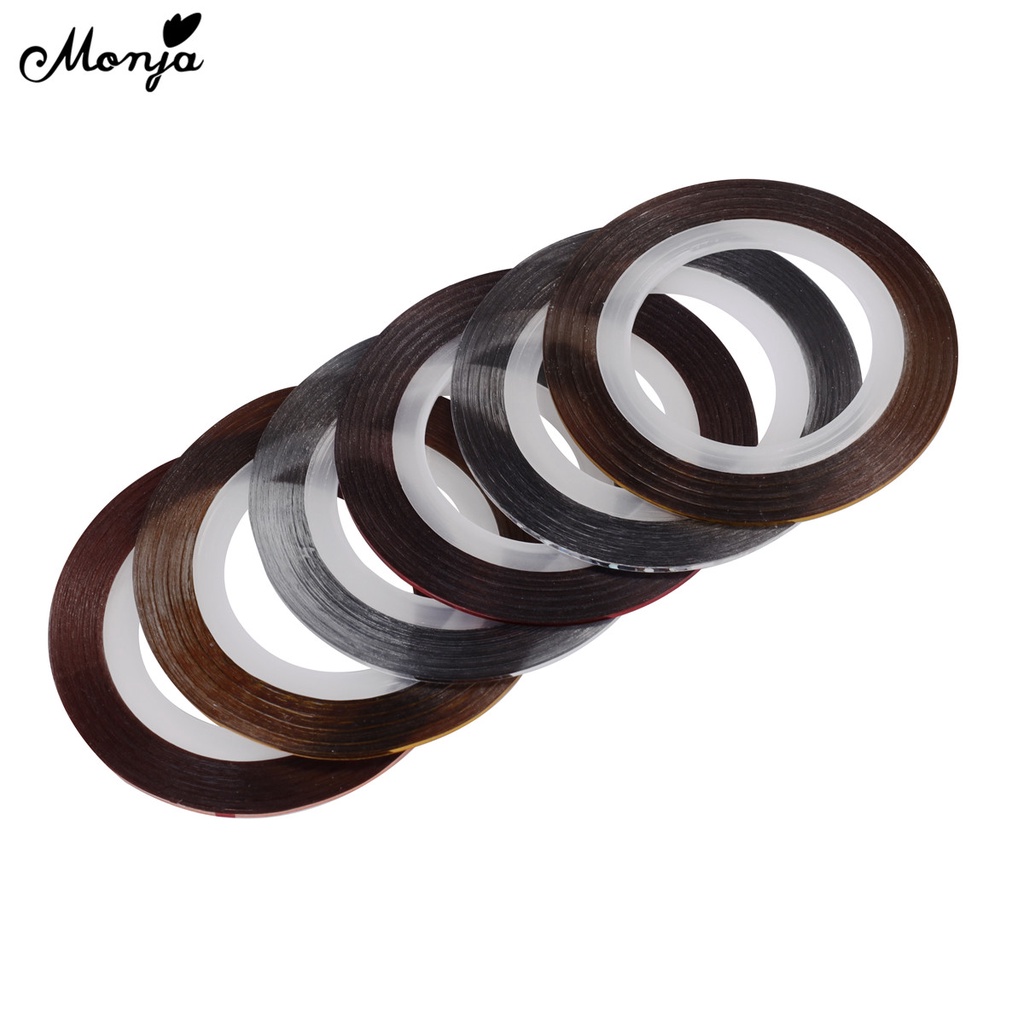 Bộ 5 cuộn băng keo dán trang trí móng tay Monja thiết kế 3d DIY màu sắc xinh xắn