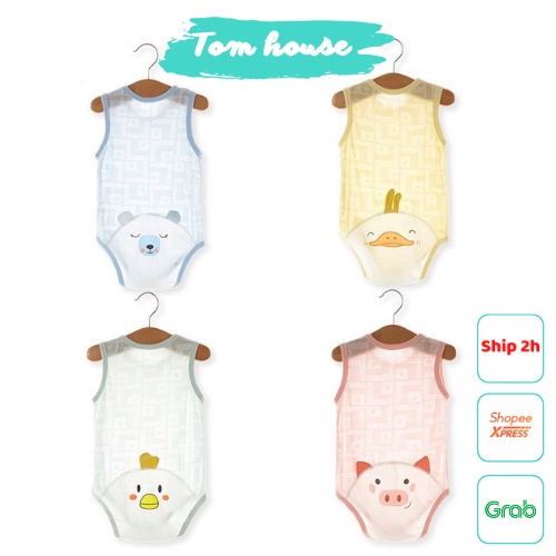 Bộ Đồ Liền Thân Bodysuit Sát Nách Vải Thông Hơi Mỏng Mát Mùa Hè Cho Bé Trai Bé Gái 𝟎𝟗𝐁𝐃𝐒