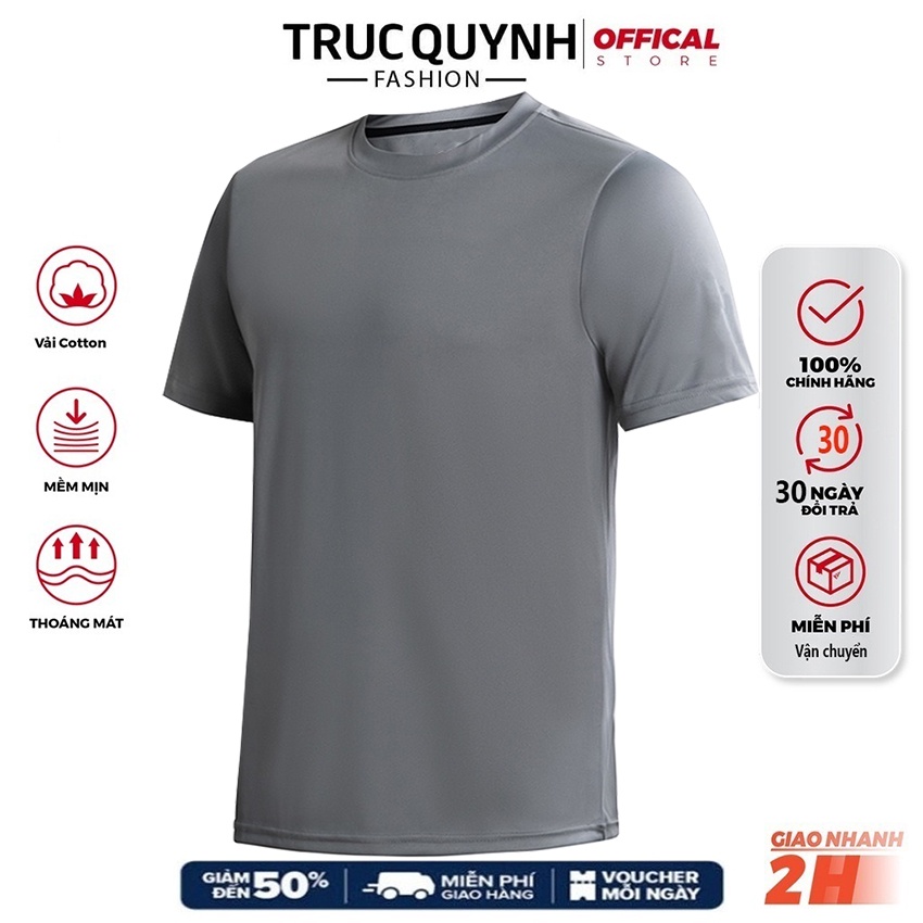 Áo Thun Nam cổ tròn vải thun cotton 4 chiều cao cấp đẹp dày dặn, thoáng mát_ACT212