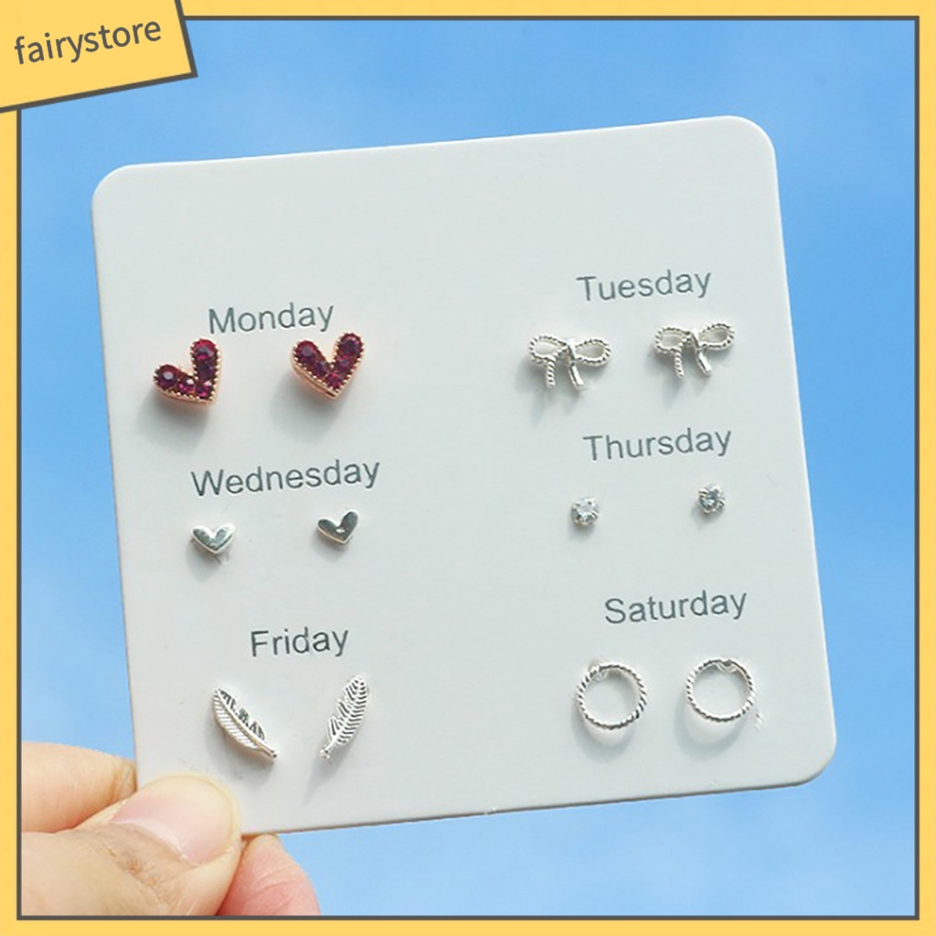 Set 6 Đôi Bông Tai Nhiều Kiểu Xinh Xắn Đáng Yêu Cho Nữ