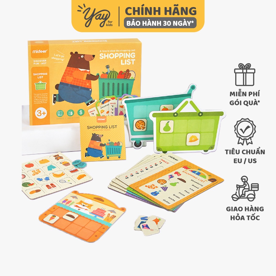 [HDSD T.VIỆT] Bộ Trò Chơi Mô Phỏng Mua Sắm Shopping List 3+ - MIDEER