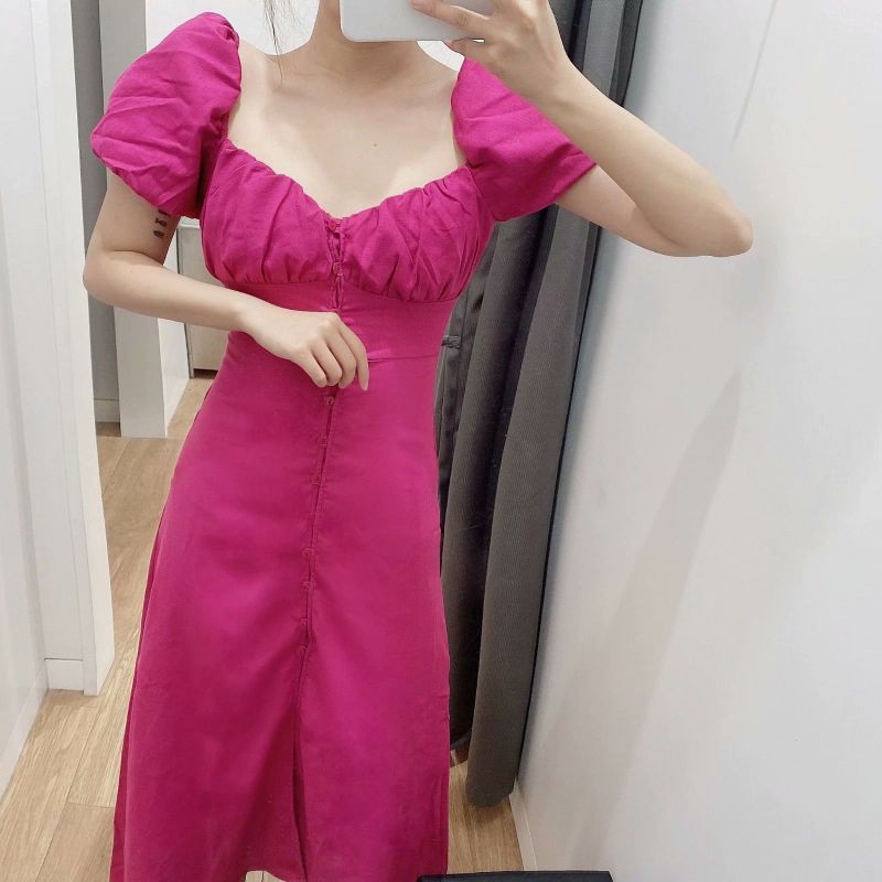 (Sale off -Hàng Có Sẵn ) VÁY ZARA MAXI HỒNG XUẤT