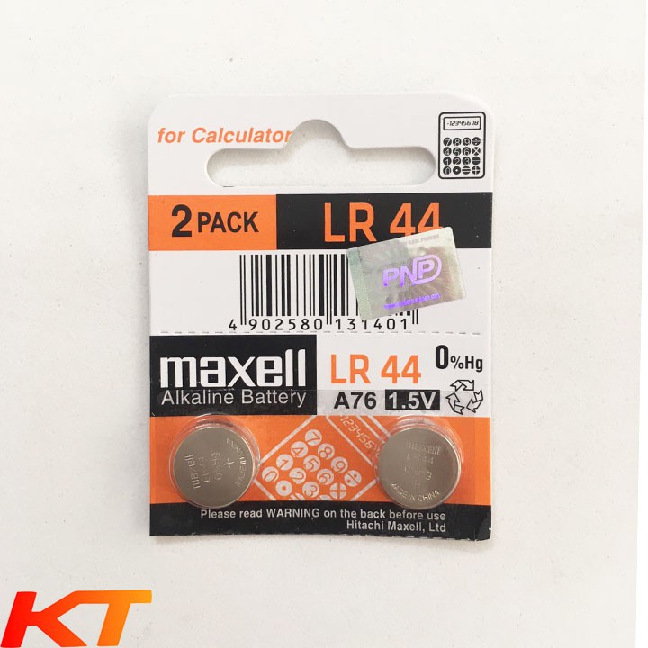pin LR44, A76, AG13 - Pin cúc áo Maxell ( vỉ 10 viên)
