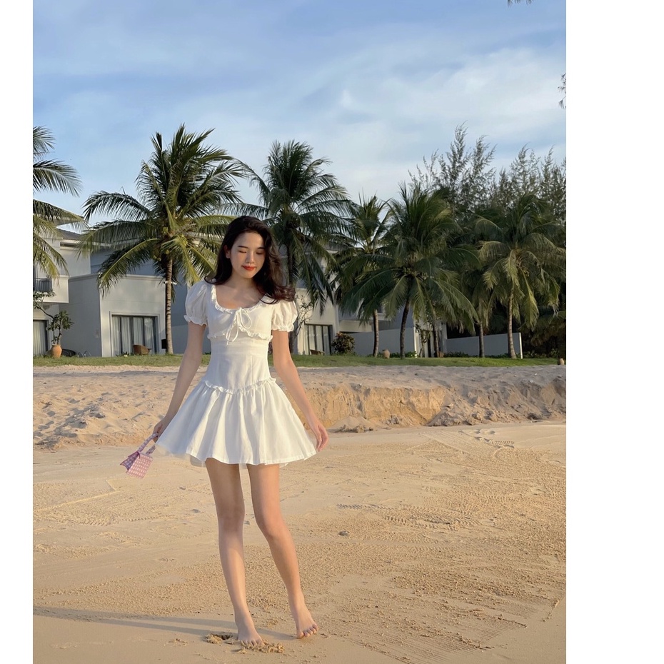 Đầm trắng công chúa Emma Dress tay phồng dáng xoè - COQUI