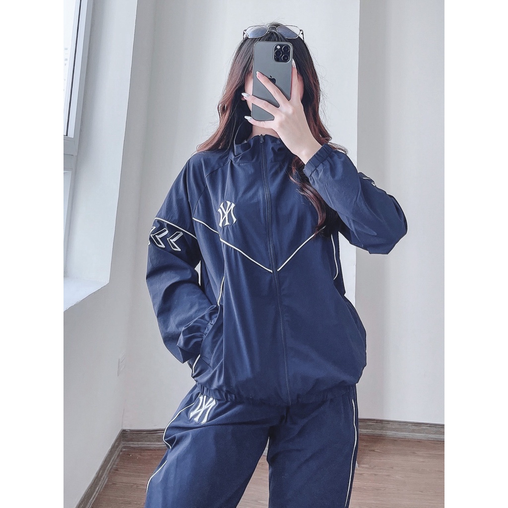 Set bộ gió nữ xanh than 2 lớp ÁO LÓT LƯỚI N//Y, LƯNG SAU IN, NGỰC THÊU VIỀN. LOGO,KHOÁ TÚI QUẦN.