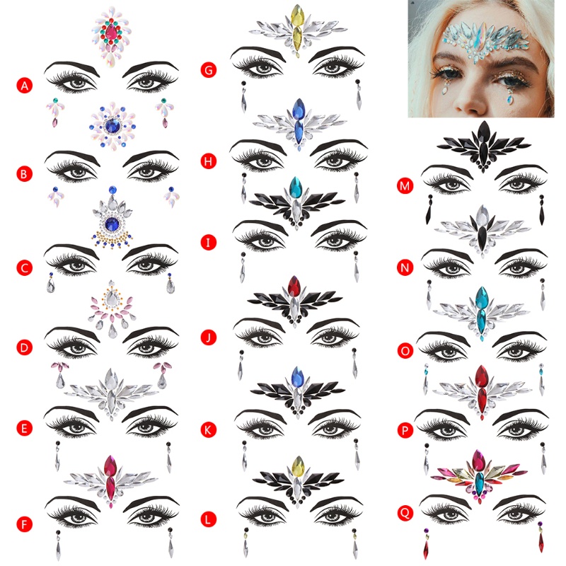 Đá Acrylic 17 Loại Dán Mặt / Mắt / Hình Xăm Nghệ Thuật Cho Tiệc Tùng