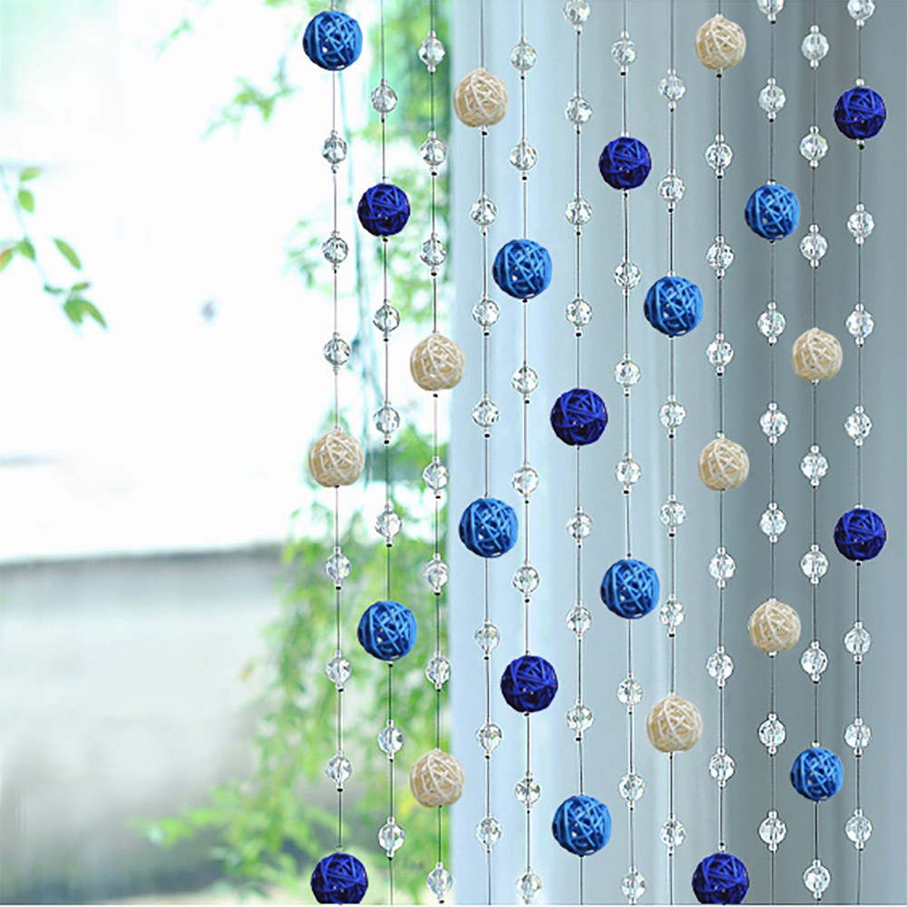 Rèm Cửa Dây Hạt Pha Lê Tròn Nhiều Màu Trong Suốt one Meter