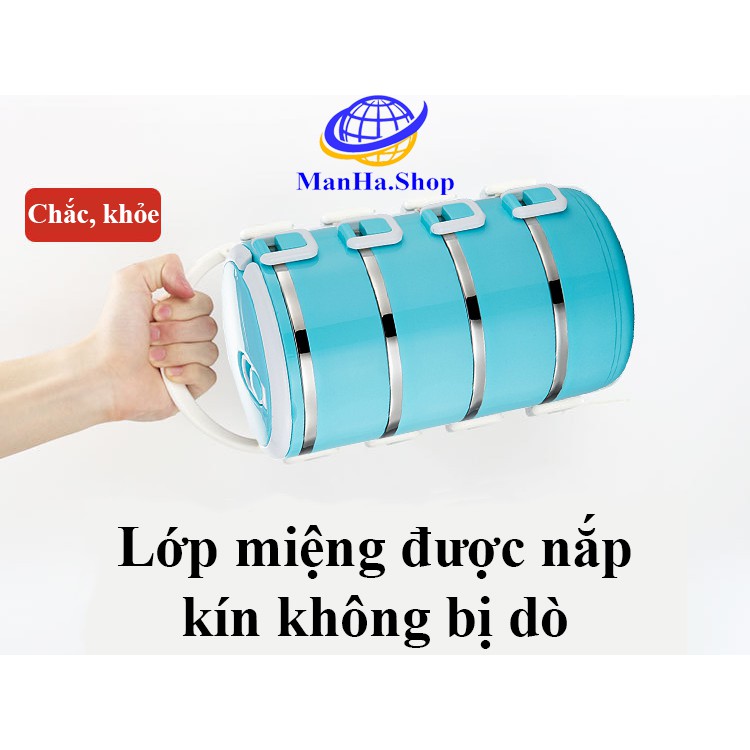 Cặp lồng inox giữ nhiệt 4 ngăn, Hộp cơm giữ nóng thức ăn 2 lớpm, Hàng chính hãng chất lượng cao